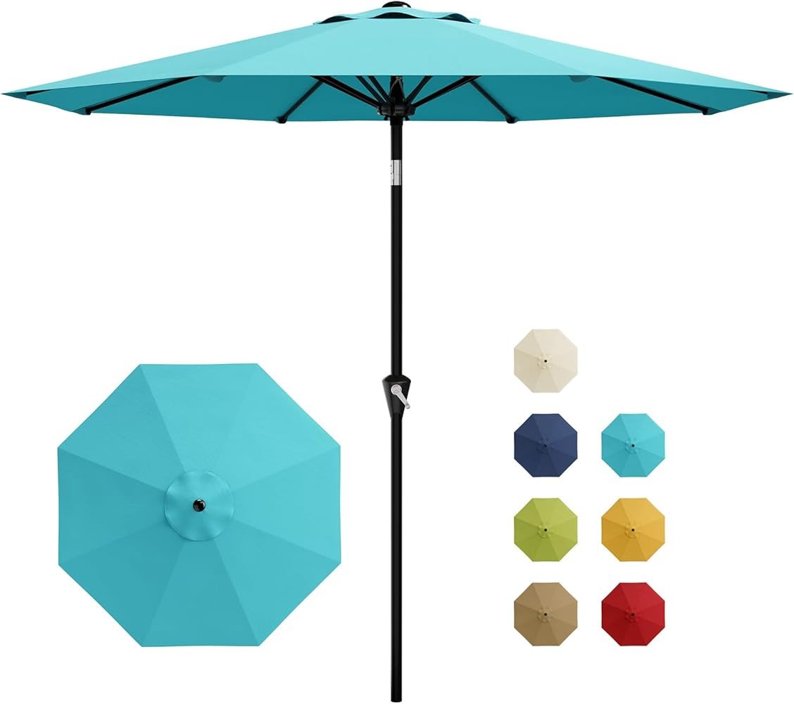 Garvee 9FT Patio Umbrella - Outdoor Table Umbrella with Smooth Crank Lift, Push Button Tilt and 8... | Amazon (US)