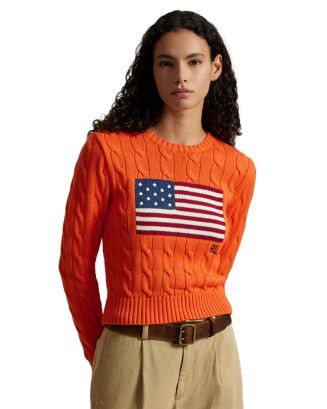 Flag Cable Knit Cropped Sweater | Bloomingdale's (US)