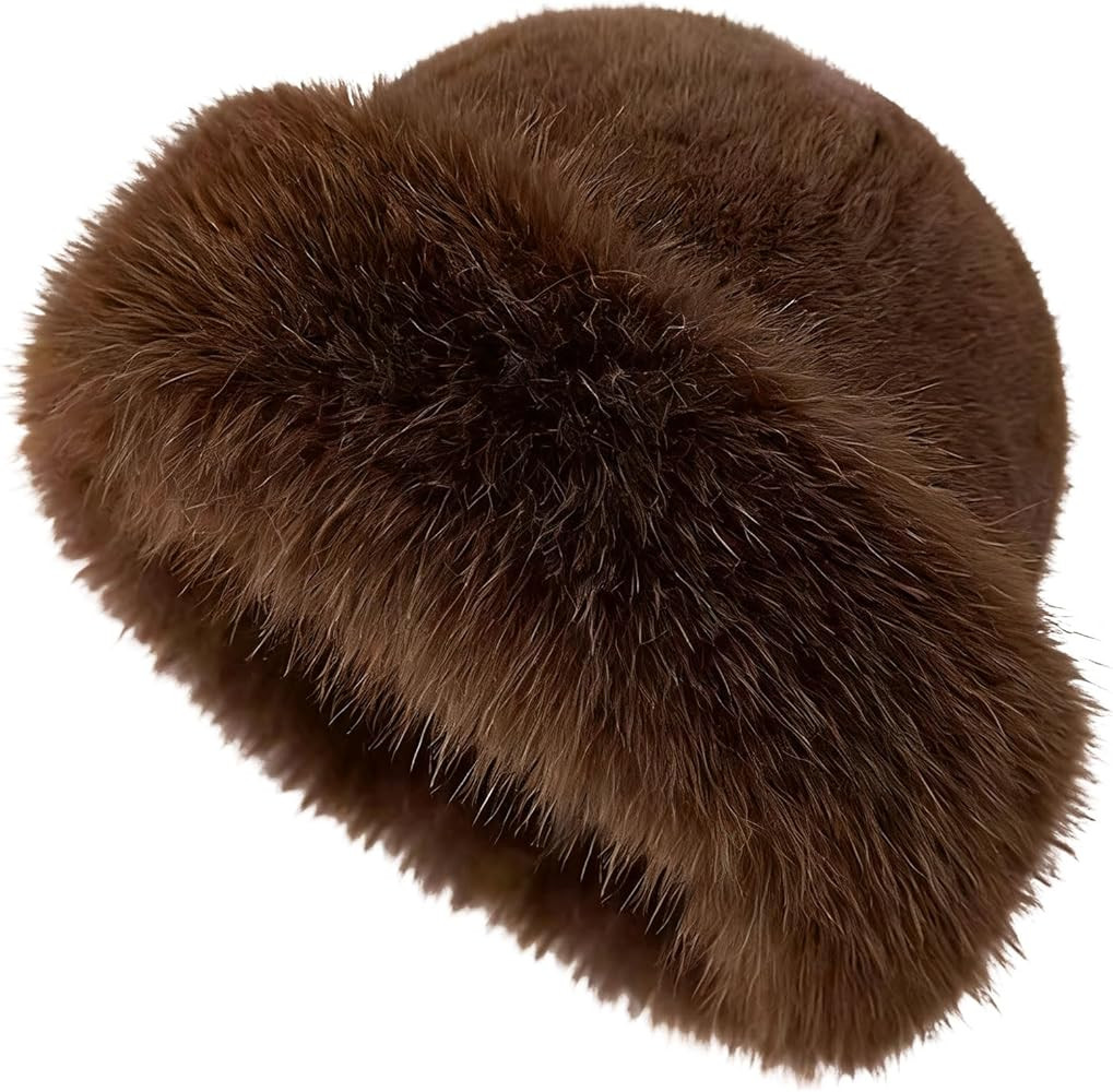 Winter Hats for Women Faux Fur Hat Thick Warm Caps Cossack Russian Style Winter Windproof Furry C... | Amazon (UK)