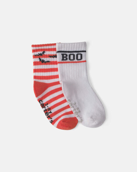 Toddler 2-Pack 'Boo' Bat Striped Halloween Crew Socks - Orange/White | Carter's | Carter's Inc