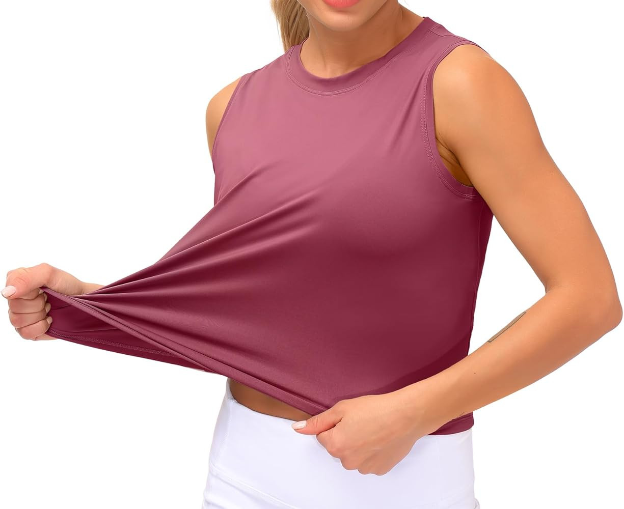 Dragon Fit Women Sleeveless Yoga Tops Workout Cool T-Shirt Running Short Tank Crop Tops | Amazon (US)