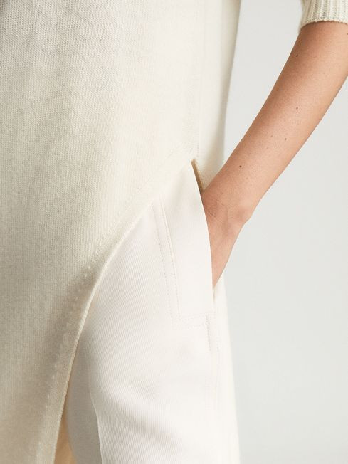 Reiss Cream Elle Roll Neck Slit Hem Tunic | Reiss US