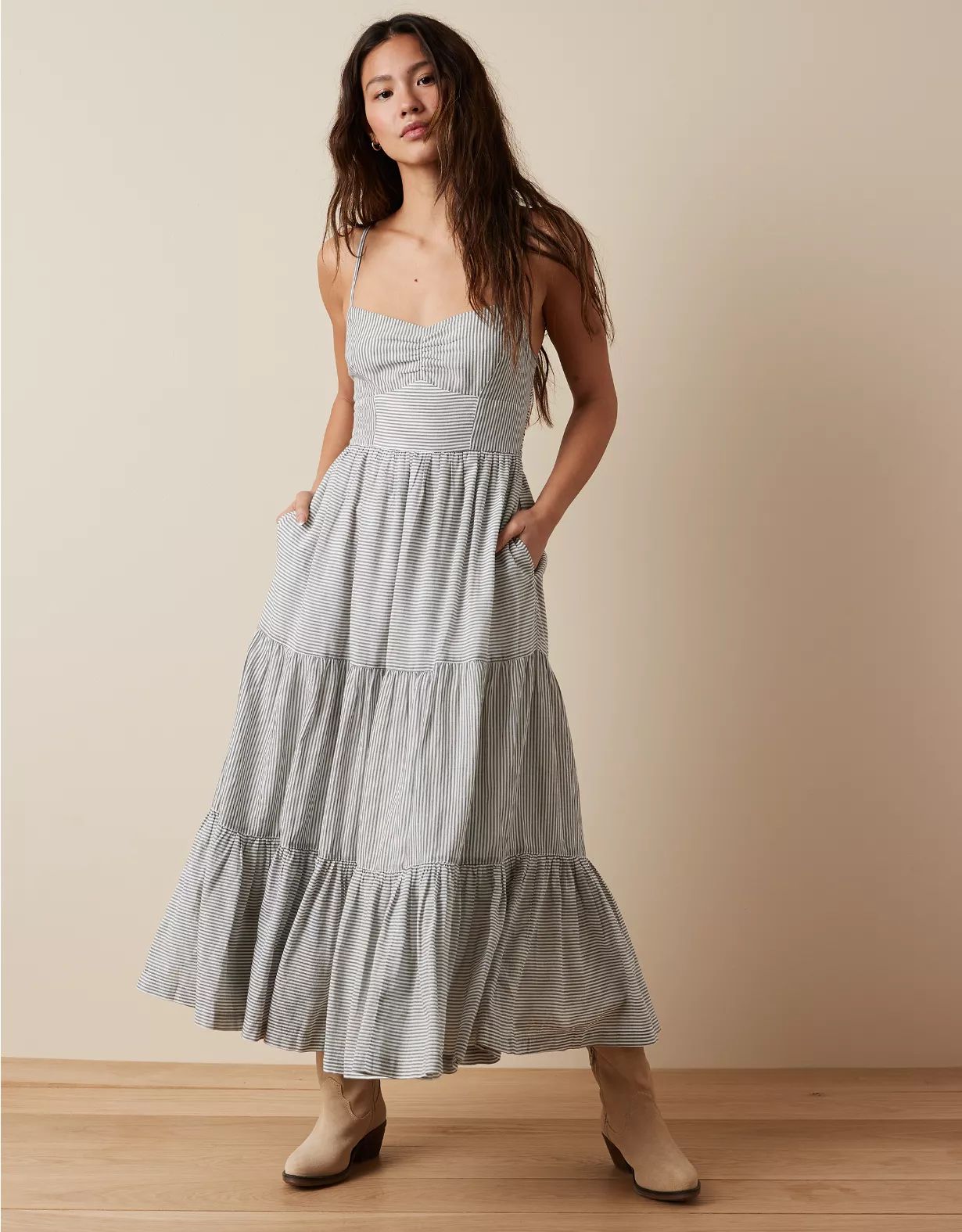 AE Tie Back Midi Dress | American Eagle Outfitters (US & CA)