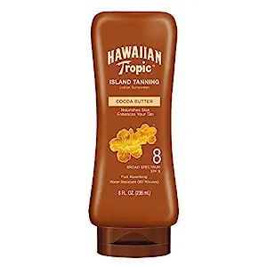 Hawaiian Tropic Island Tanning Reef Friendly Lotion Sunscreen with Cocoa Butter, SPF 8, Coconut, ... | Amazon (US)
