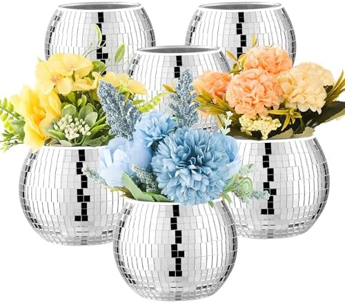 6 Pcs Disco Ball Vase Disco Ball Planter for Centerpieces Disco Ball Decor Flower Vase with Silve... | Amazon (US)