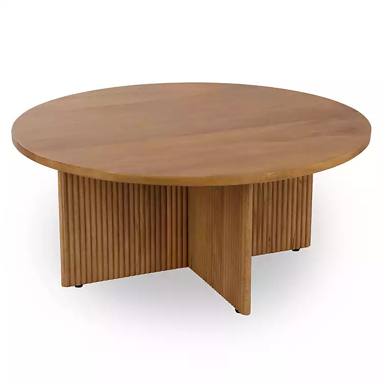Leighton Natural Ribbed Wood Coffee Table | Kirklands