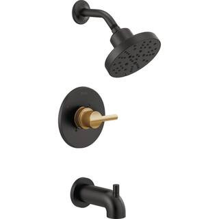 Nicoli Single-Handle 5-Spray Tub and Shower Faucet 1.75 GPM in Matte Black/Champagne Bronze (Valve Included) | The Home Depot