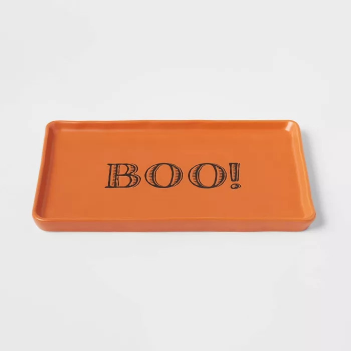 11" x 7" Stoneware Boo Serving Platter - Threshold™ | Target