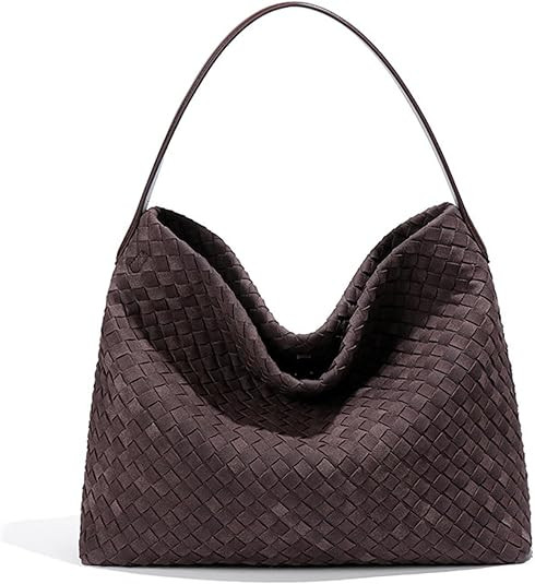 Women's Braided Leather Tote Bag Stylish Suede Hobo Shoulder Bag with Woven Details | Amazon (US)