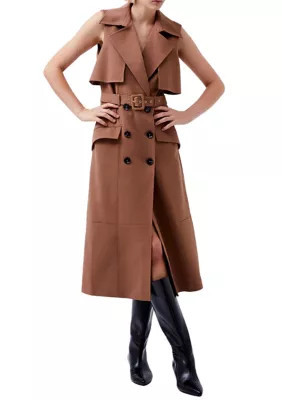 French Connection Women's Azra Twill Sleeveless Trench Coat, 0 | Belk