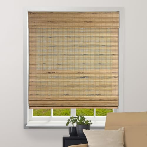 ARLO BLINDS Sheer Bamboo Roman Shades with Valance - Tuscan, 45" W x 74" H - Light Filtering Cordless Blinds for Interior Windows - Real Natural Bamboo Material - Mounting Hardware Included | Amazon (US)