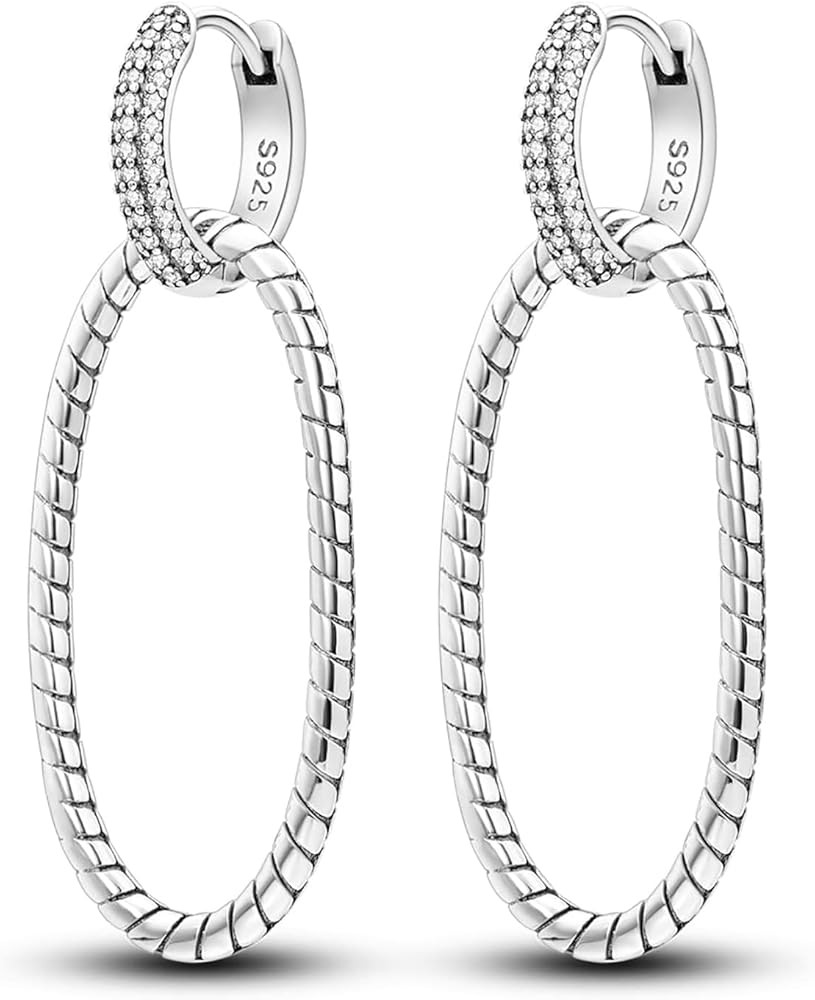Hapour 925 Sterling Silver Hoop Earrings for Women Dangle Earrings Small Boho Earrings Rope Desig... | Amazon (US)