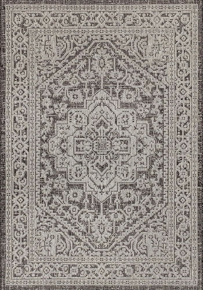 JONATHAN Y SMB101D-8 Sinjuri Medallion Textured Weave Indoor/Outdoor Gray/Black 8 ft. x 10 ft. Ar... | Amazon (US)