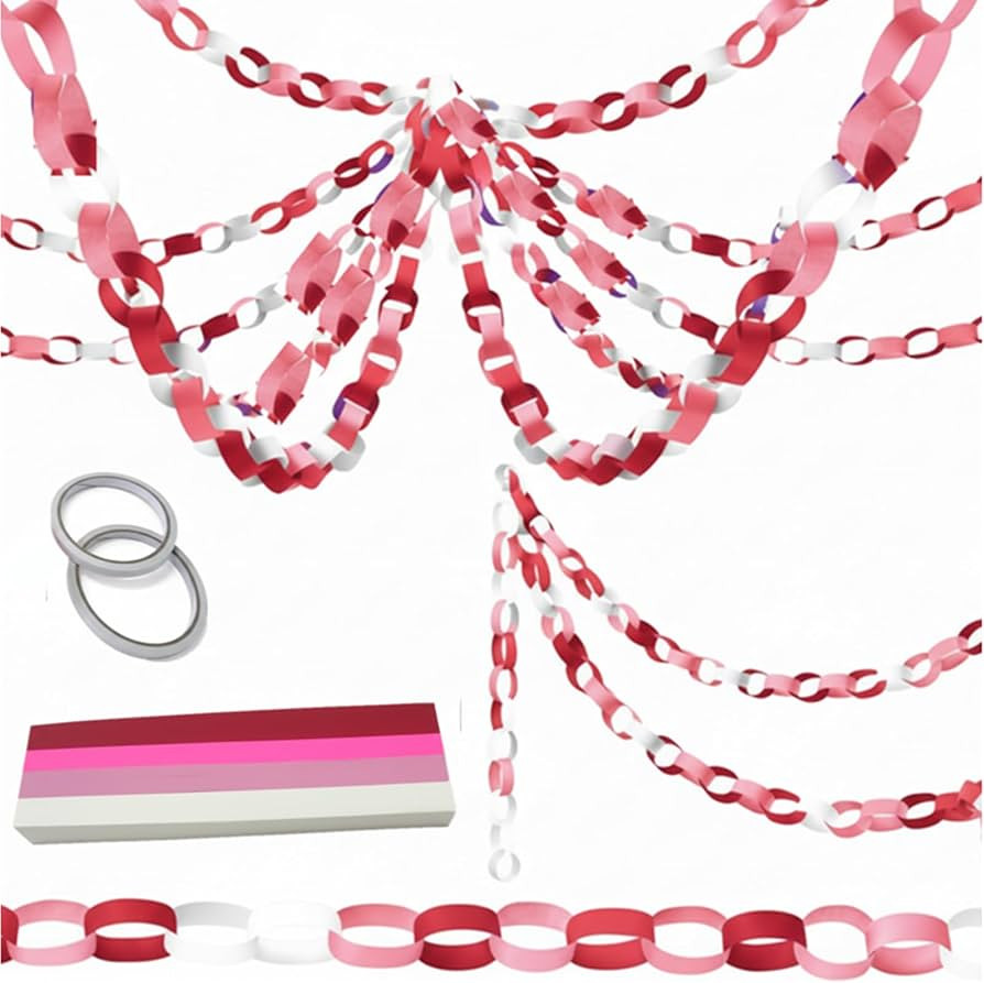 Lincia 600 Sheet Valentine Paper Chain Garland, Construction DIY Crafts Chain Strip for Winter Ho... | Amazon (US)