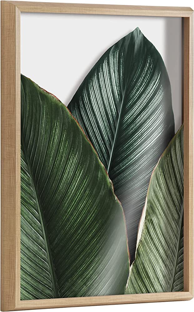 Kate and Laurel Blake Tropical Palm Leaves Framed Printed Glass Wall Art by Amy Peterson Art Stud... | Amazon (US)