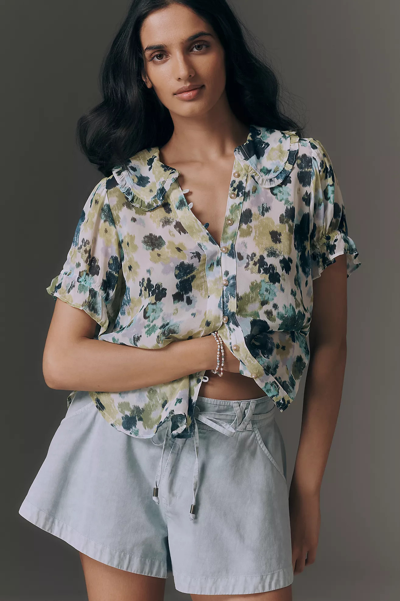 The Keira Sheer Blouse by Pilcro | Anthropologie (US)