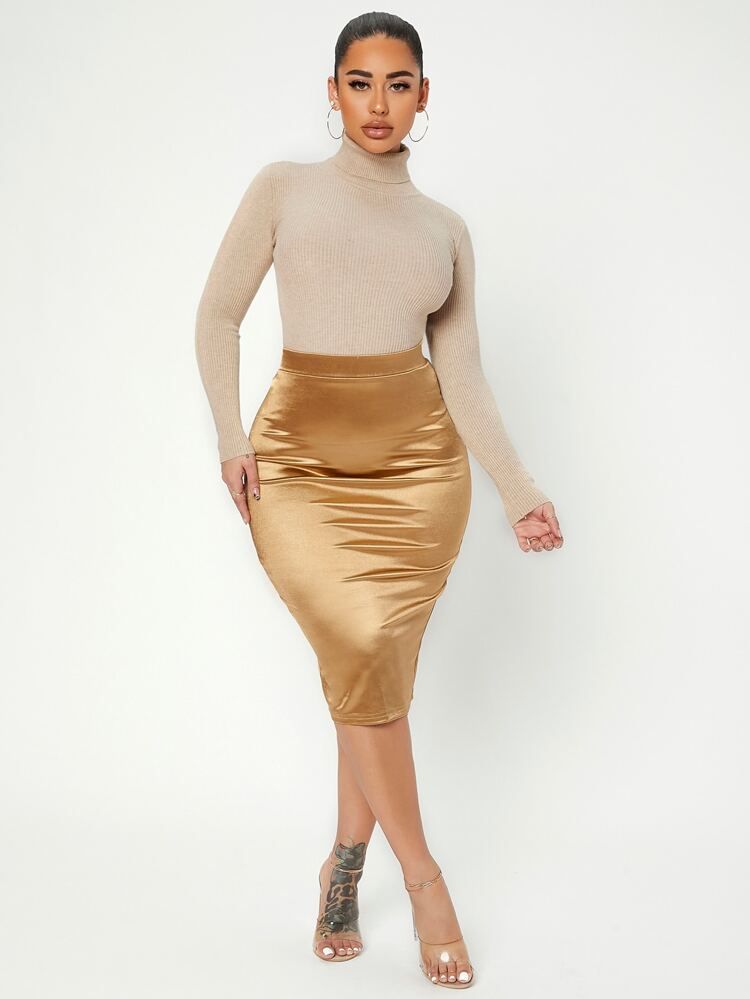 SHEIN SXY Solid High Waist Pencil Skirt | SHEIN