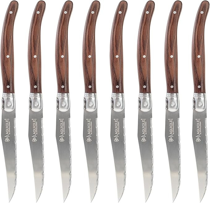 Laguiole Style Steak Knives Set of 6, Serrated Stainless Steel Steak Knife Set, Elegant French De... | Amazon (US)