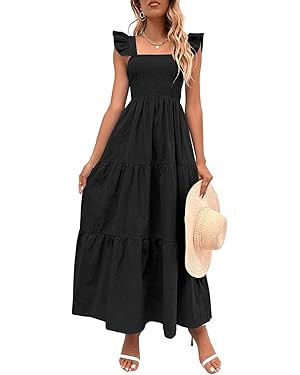 MakeMeChic Women's Summer Beach Boho Dress Casual Floral Spaghetti Strap Square Neck Long Maxi Su... | Amazon (US)