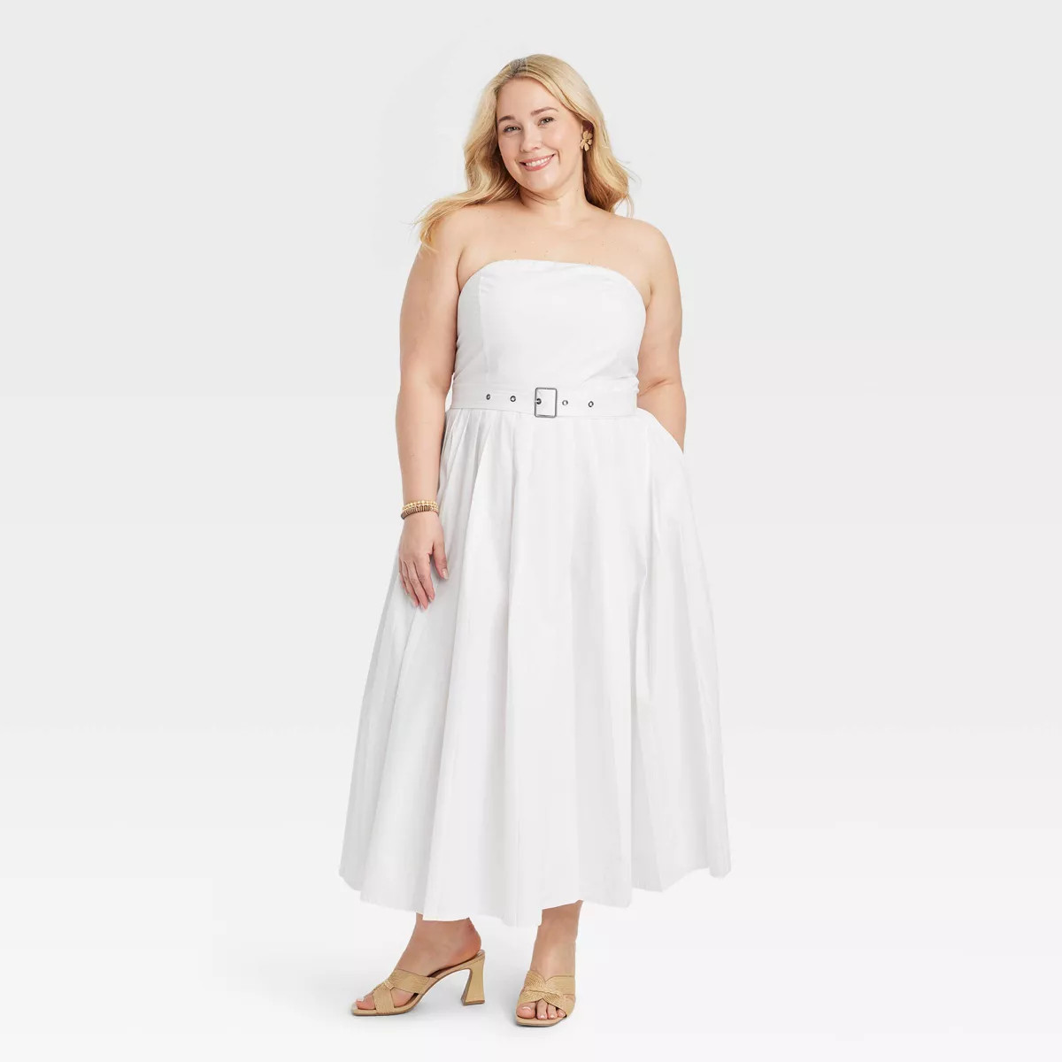Women's Belted Midi Bandeau Dress - A New Day™ | Target