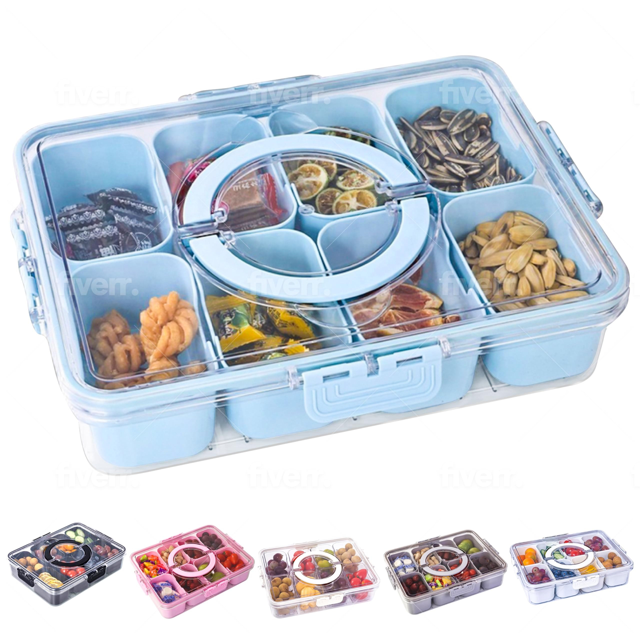 Snackle Box Container with Lid- Travel Charcuterie Box with Handle - Organizer for Candy, Fruit, ... | Amazon (US)