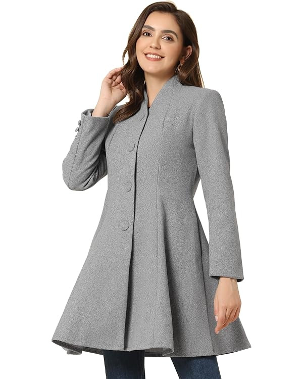Allegra K Women's Single Breasted Long Sleeve Mid-Long Winter Coat | Amazon (US)