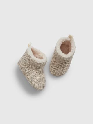 Baby Sherpa-Lined Sweater Booties | Gap (US)