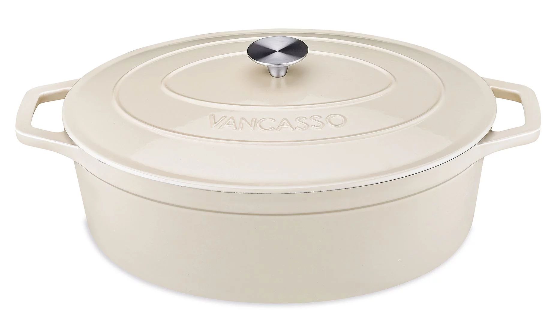 vancasso Cast Iron Pan Easy to Clean,Round Enamel Dutch Oven with Lid 3 Quart-11" White | Walmart (US)