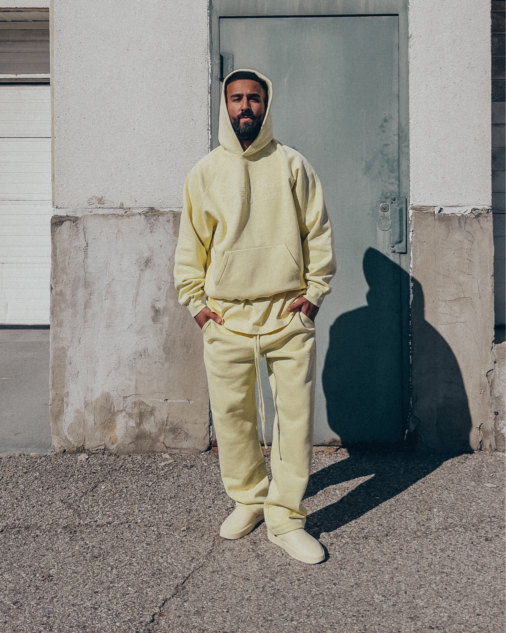 ESSENTIALS Canary hoodie (size M), Canary t-shirt (size M), and Canary Relaxed Sweatpants (size M). A relaxed and elevated outfit, perfect for a cozy Fall day out. 

#LTKstyletip #LTKunder100 #LTKmens