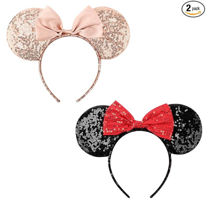 DRESHOW Mouse Ears Bow Headbands Glitter Party Decoration Cosplay Costume for Women | Amazon (US)