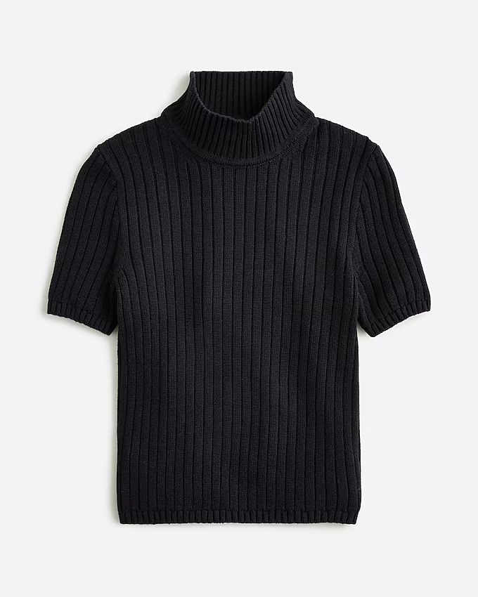 Cotton-blend short-sleeve turtleneck sweater | J.Crew US