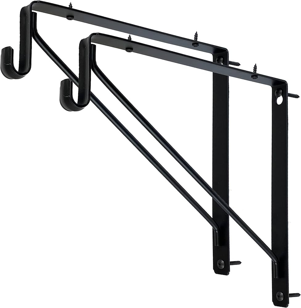 Welded HEAVY DUTY Oval Closet Rod & Shelf Support Bracket | Matte Black | 2 Pack | Amazon (US)