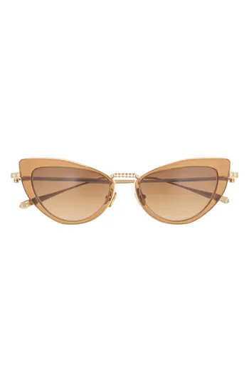 Valentino 51mm Polarized Cat Eye Sunglasses in Brown Gold Brown at Nordstrom Rack | Nordstrom Rack