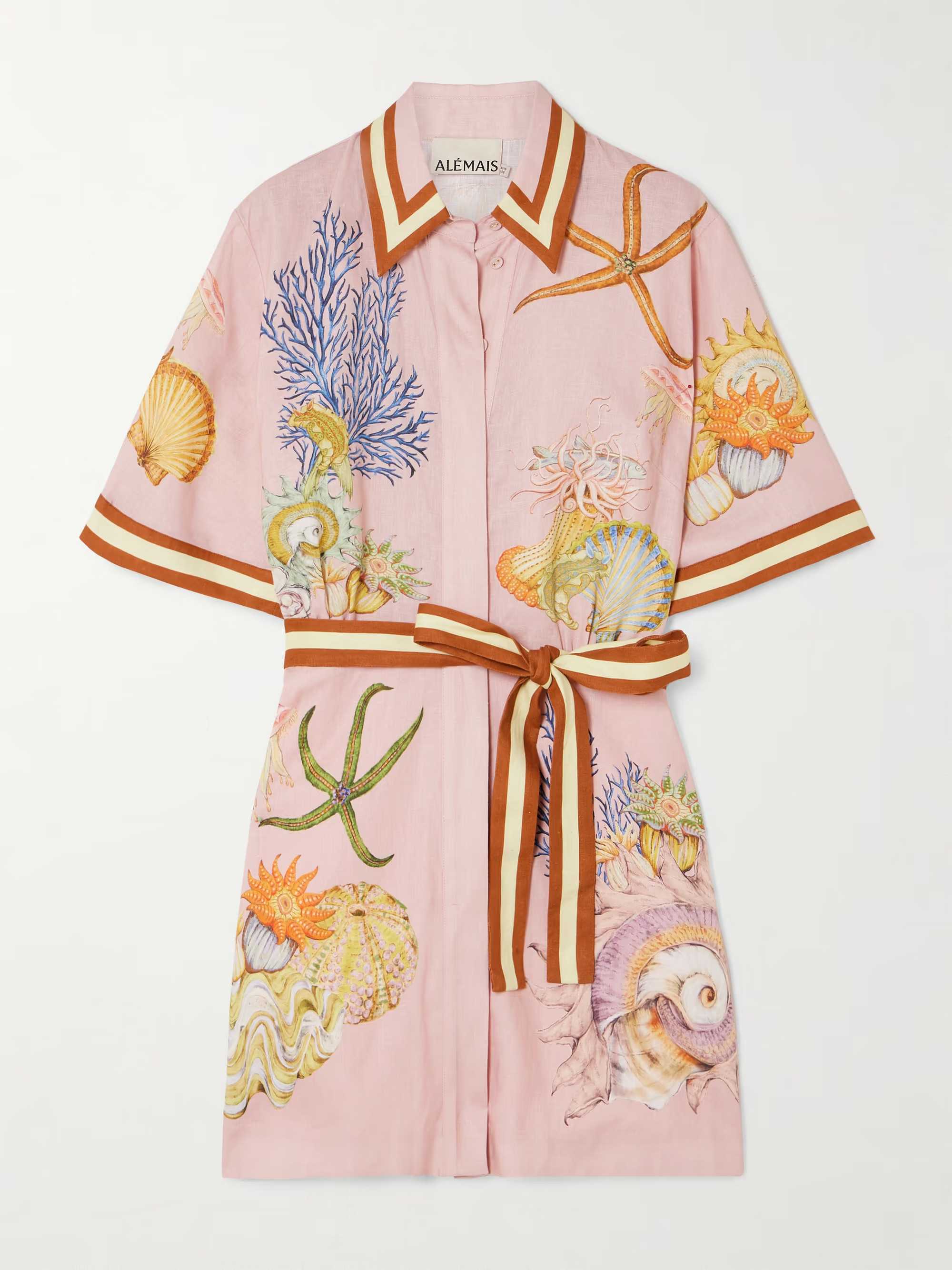 + Sam Pauletto Nereids belted printed linen-gauze mini shirt dress | NET-A-PORTER (UK & EU)