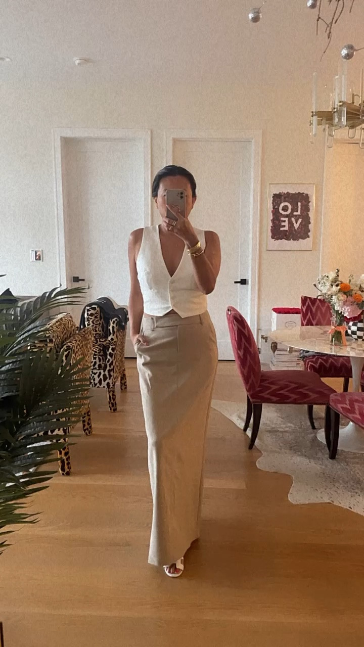 Fall outfit, old money outfit, chic style, quiet luxury, vest, maxi skirt, revolve outfit. Size small all 

#LTKFind #LTKstyletip