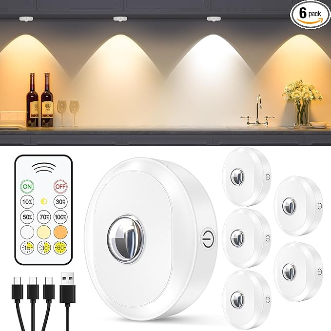 WILLED Rechargeable Puck Lights with Remote Control, 3 Color Temperatures and Timing Function, Di... | Amazon (US)