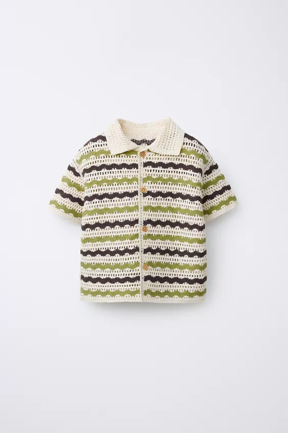 ZIG ZAG CROCHET KNIT SHIRT | Zara US