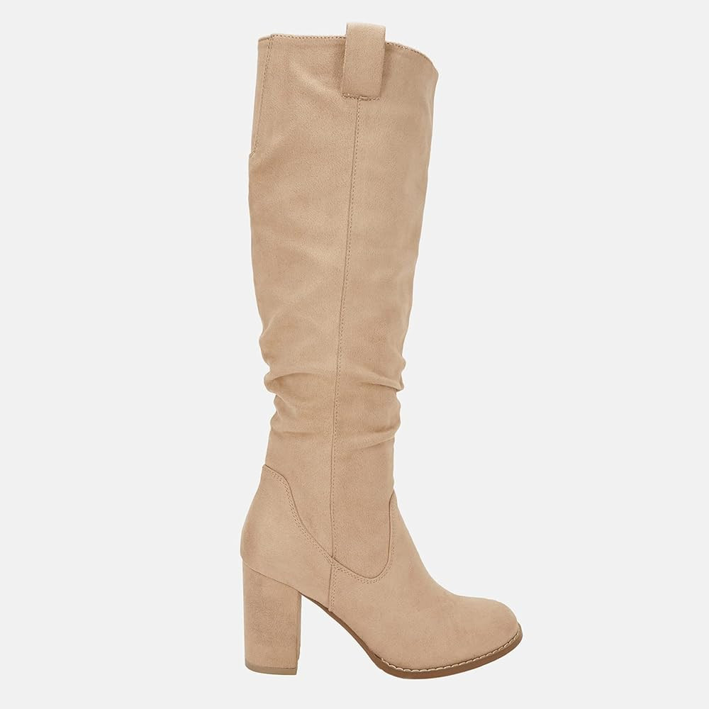 Juliet Holy Women's Knee High Boots Chunky Block Heel Wide Calf Round Toe Side Zipper Fashion Dress  | Amazon (US)
