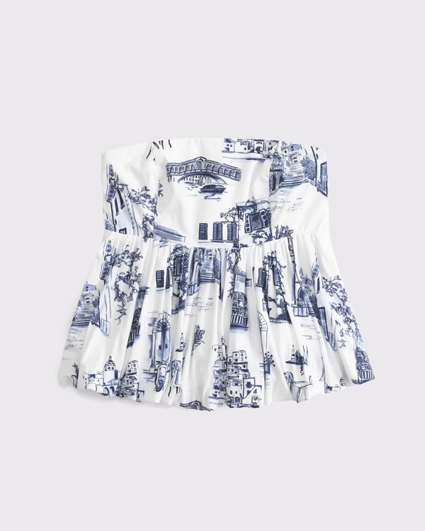 Women's Strapless Bubble Hem Top | Women's Tops | Abercrombie.com | Abercrombie & Fitch (US)