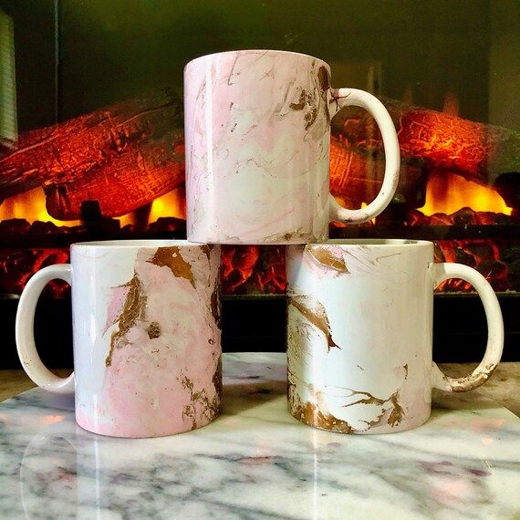 Millennial Pink and Gold Hydro Dipped Coffee Mug | Etsy (US)