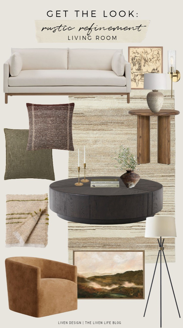 Living room. Home decor. Rustic. Sofa. Leather armchair. Coffee table. Modern decor. Side accent table. Throw pillows. Neutral textured rug. Candleholders. Vase. Earthy. Wall sconce. Ceramic lamp

#LTKSeasonal #LTKHome #LTKSaleAlert