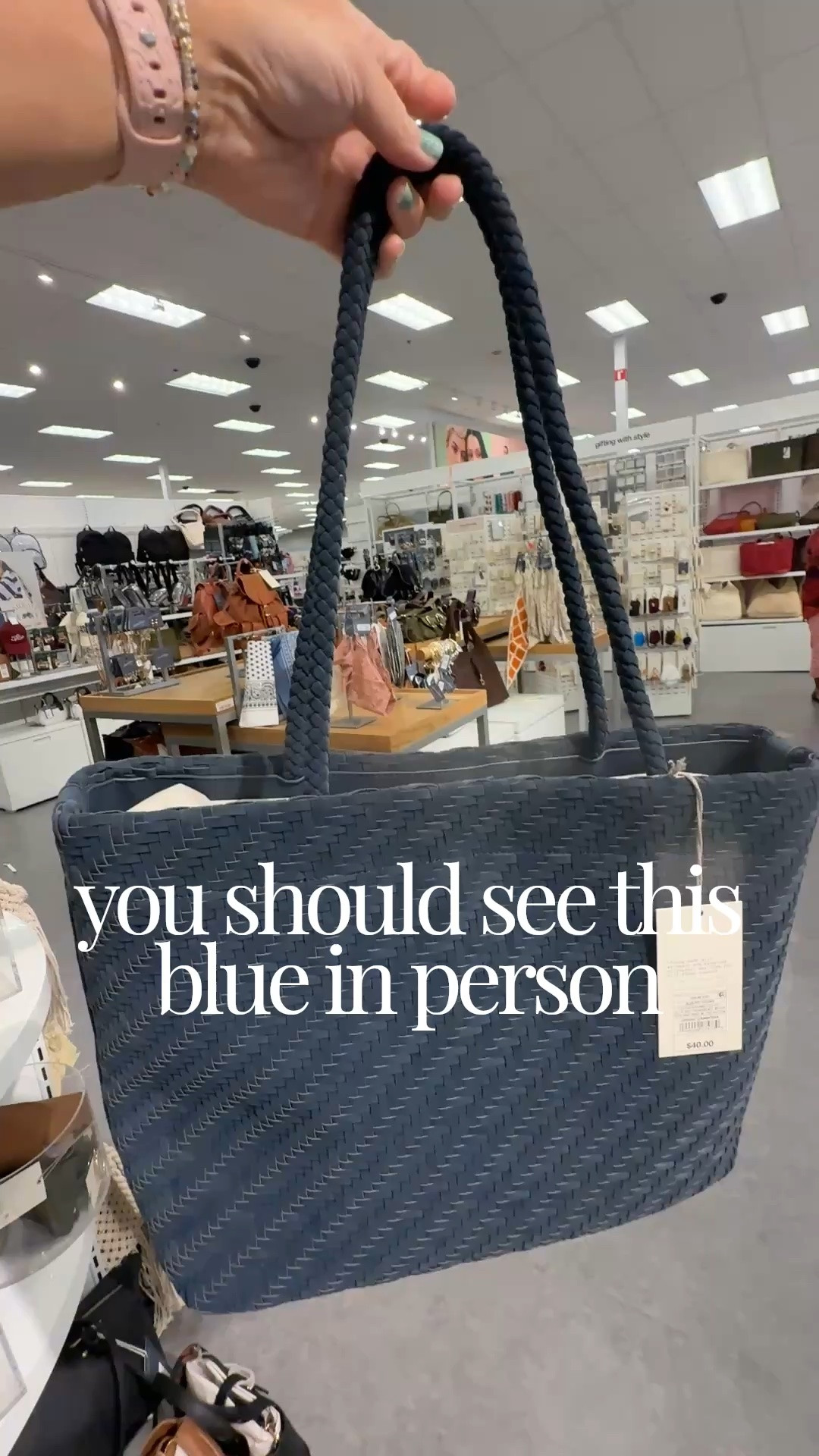This faux nubuck woven tote in this muted blue color feels like it should be on the shelves at Madewell 🤍 it's so soft and velvety with a matte finish.  Mom life = carrying approximately 47 things at once 😂 So when I find a bag that actually looks chic, elevated + expensive while still being practical, I’m sold. @Target

#LTKMidsize #LTKOver40 #LTKmomlife