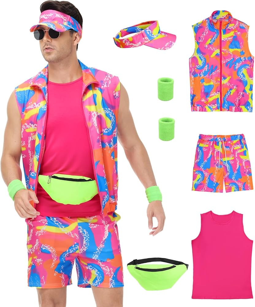 80s Workout Costume for Men - 80s 90s Outfit for Parties and Halloween Cosplay Couples Costume Se... | Amazon (US)