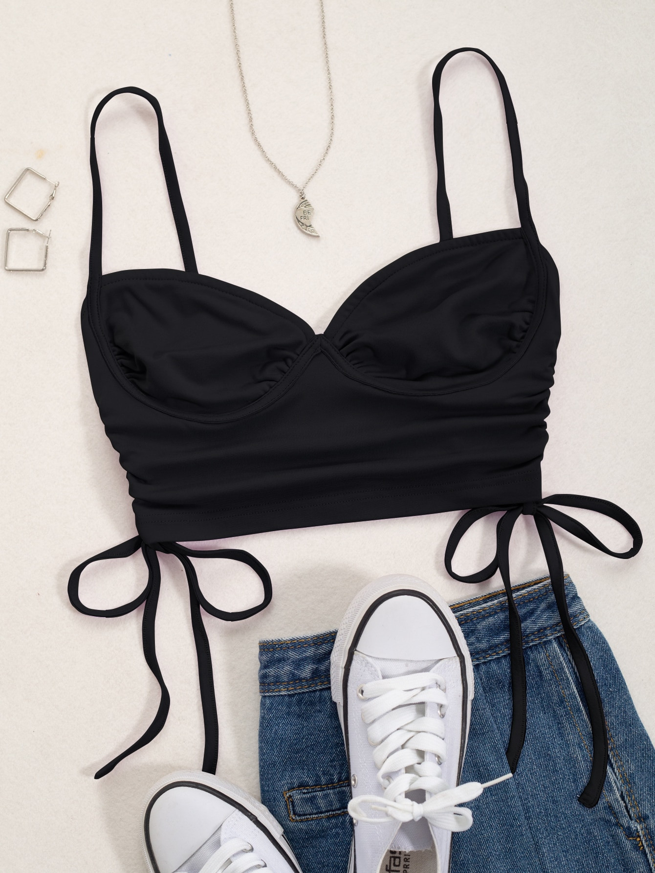 Drawstring Ruched Side Bustier Cami Top | SHEIN