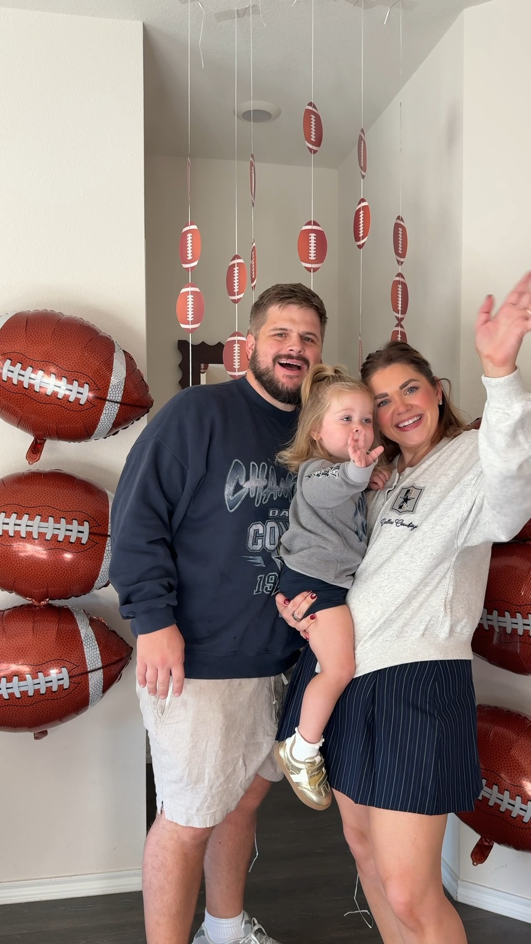 Abercrombie cowboys football family outfits. I’m wearing xl in cardigan and large in skort. Margot is wearing 2t and jackson is wearing xxl but his sweatshirt is from last year

#LTKmomlife #LTKMidsize #LTKKids