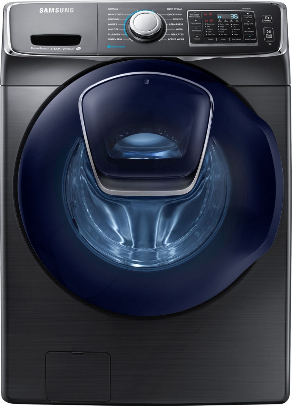 Samsung 4.5 Cu. Ft. High Efficiency Stackable Front Load Washer with Steam and AddWash™ Black s... | Best Buy U.S.