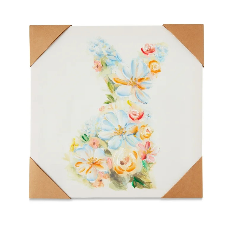 Easter Floral Bunny Wall Decor, 16 in x 16 in, by Way To Celebrate - Walmart.com | Walmart (US)
