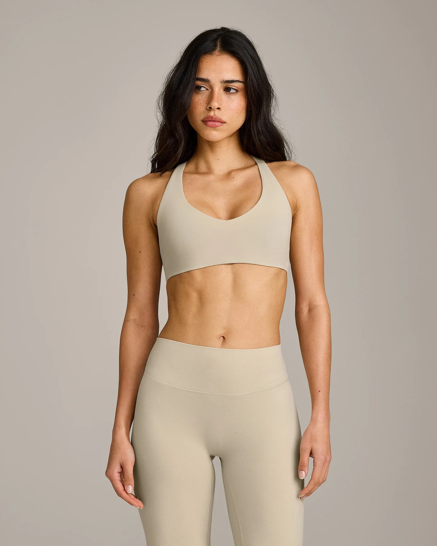SoftMotion\u2122 Bralette with Gray Logo 
 Oatmeal | Oner Active (UK / US)