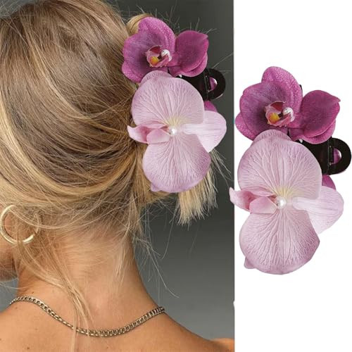 Flower Hair Clips Butterfly Orchid Gradient Pink Purple Claw Clip Sweet and Vivid for Beach, Pools, Daily Life, Weddings, Sorority, Parties, Valentines Day | Amazon (US)