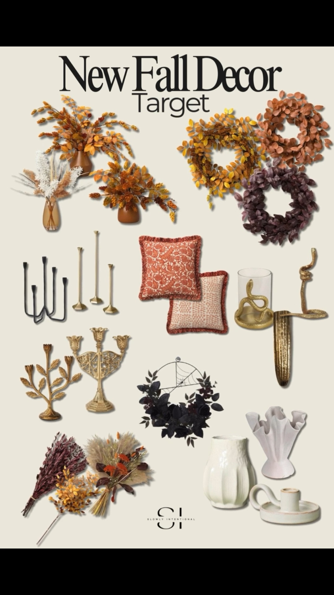 Target just dropped their new fall decor and it’s so good! Think warm faux stems, bold fall wreaths, vintage-inspired candlesticks, patterned pillows, and unique pieces like sculptural vases and a gold snake candleholder. These cozy finds make it easy to refresh your home for the season without breaking the bank. Shop my top Target picks for fall right here!

#LTKSeasonal #LTKHome